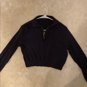 Brandy Melville Cropped Quarter-Zip Hoodie